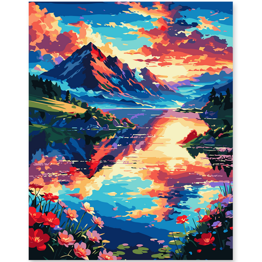 EFOTIML Paint by Numbers Kit for Adults Beginners & Kids Ages 8-12,1 Pack 16x20 inches Canva for Painting Kits for Adults in Colorful Box(Without Frame)-Sunset and Glow