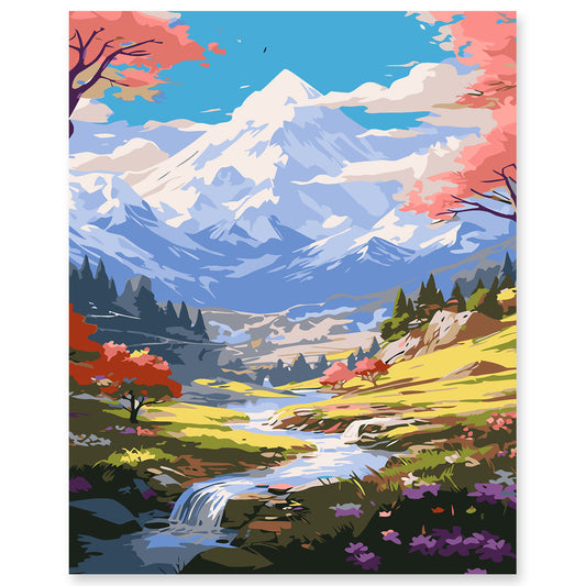 EFOTIML Paint by Numbers Kit for Adults Beginners & Kids Ages 8-12,1 Pack 16x20 inches Canva for Painting Kits for Adults in Colorful Box(Without Frame)- Snow Mountains and Long Rivers