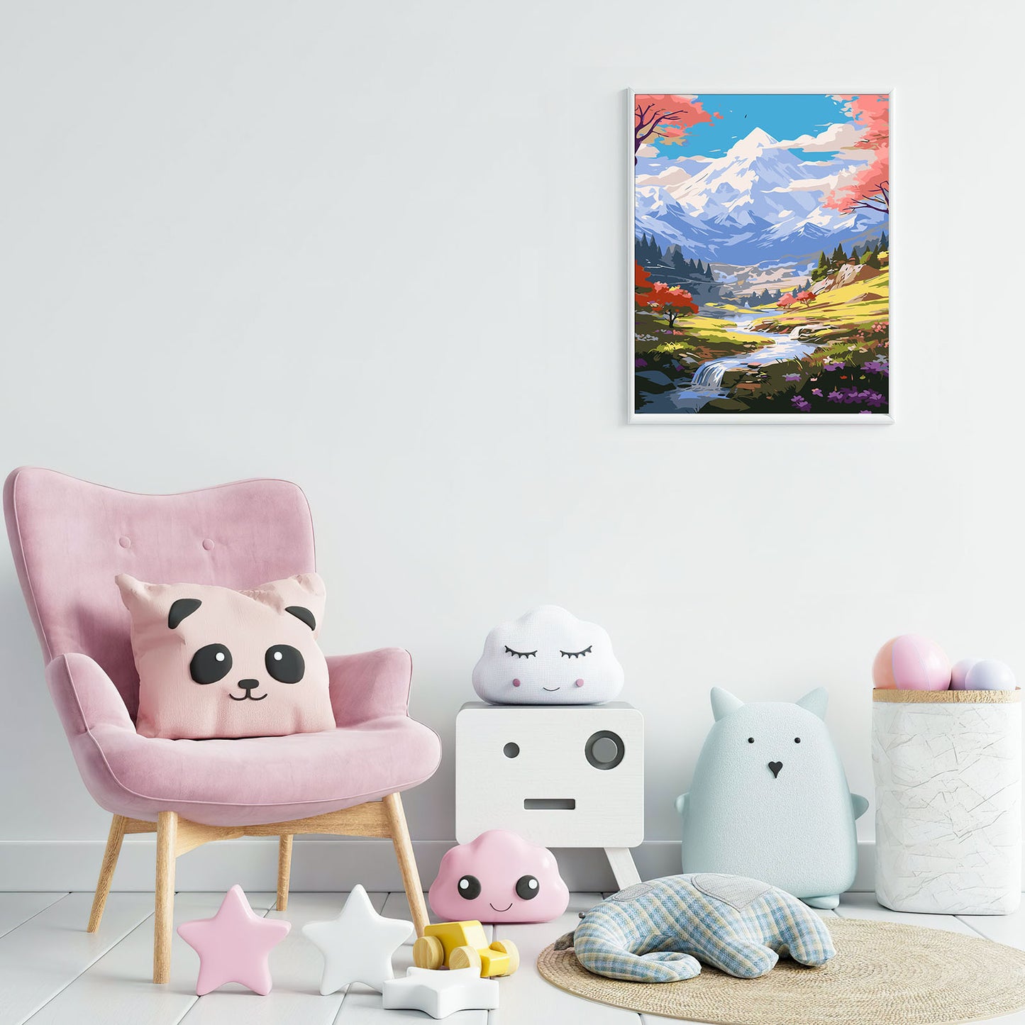 EFOTIML Paint by Numbers Kit for Adults Beginners & Kids Ages 8-12,1 Pack 16x20 inches Canva for Painting Kits for Adults in Colorful Box(Without Frame)- Snow Mountains and Long Rivers