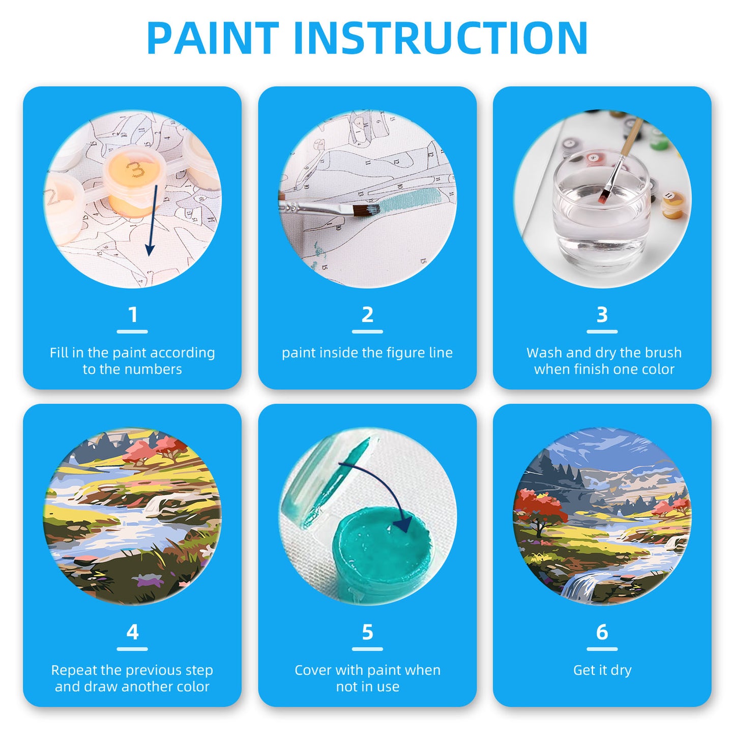 EFOTIML Paint by Numbers Kit for Adults Beginners & Kids Ages 8-12,1 Pack 16x20 inches Canva for Painting Kits for Adults in Colorful Box(Without Frame)- Snow Mountains and Long Rivers