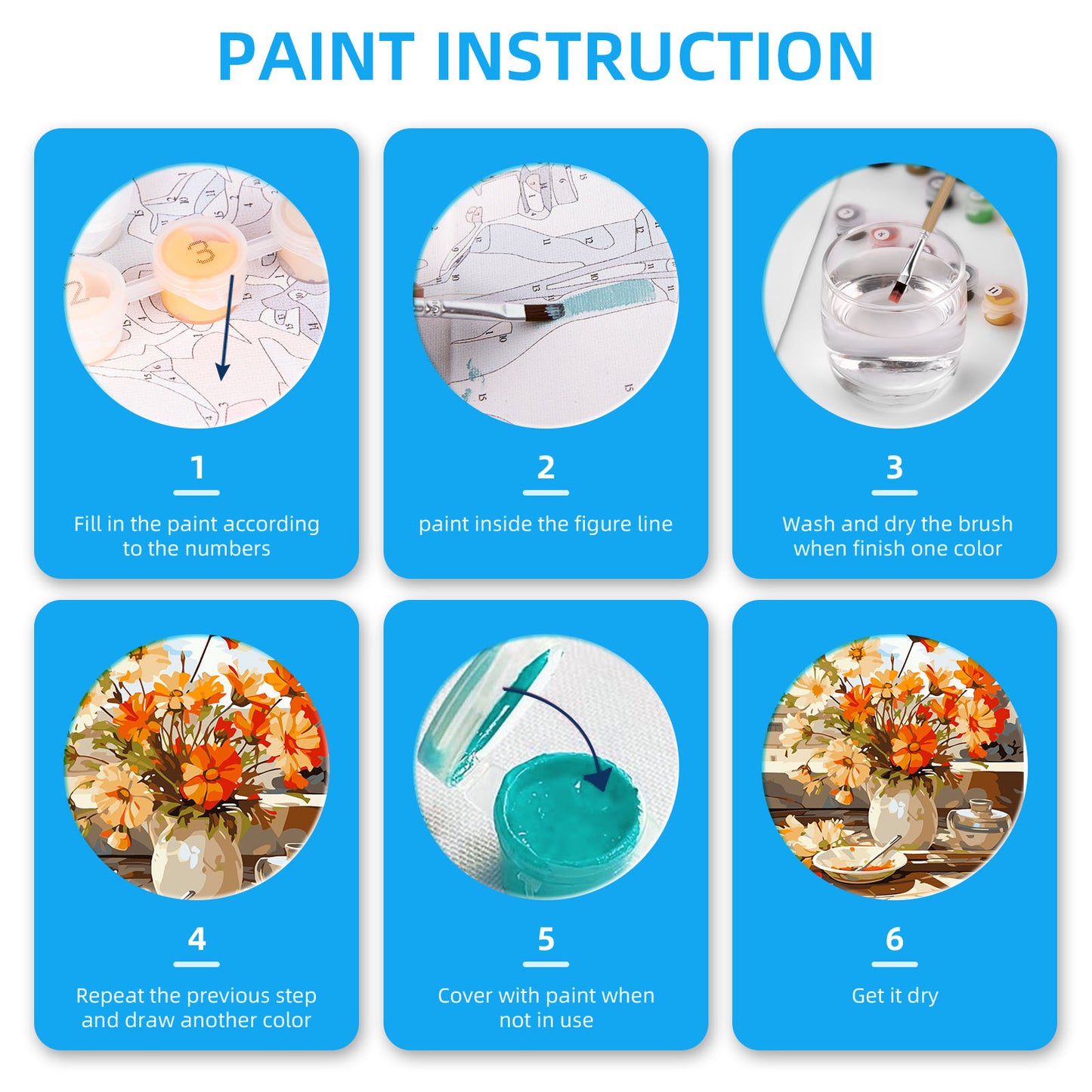 EFOTIML Paint by Numbers Kit for Adults Beginners & Kids Ages 8-12,1 Pack 16x20 inches Canva for Painting Kits for Adults in Colorful Box(Without Frame)- Vases and Galsang